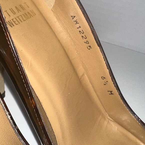 Stuart Weitzman Tortoise Shell Heels 6.5 Platform Fabric Wrapped Heels - Picture 5 of 7